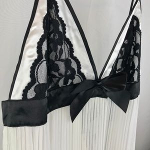 Women's White Black Babydoll Lingerie with Thong